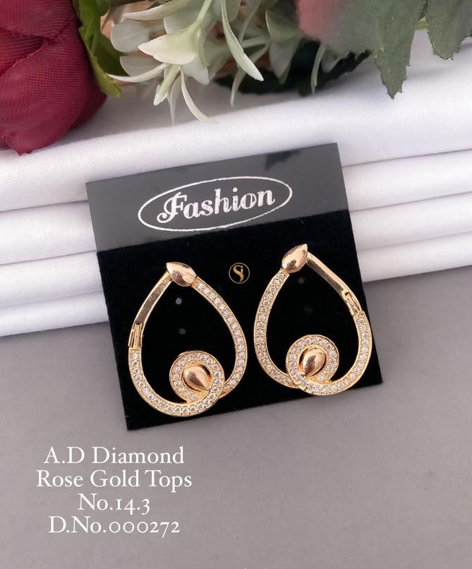 AD Diamond Rose Gold And Silver Fancy Earrings 2 Wholesalers In Delhi
